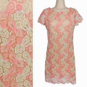 ALBERTO MAKALI Lace Scalloped Sheath Dress Sz S